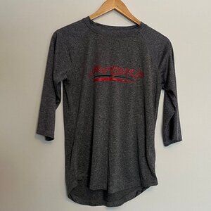 Sombrio. Girls. 3/4 Sleeve Bike Shirt. Heathered Grey With Red Logo. Size M.